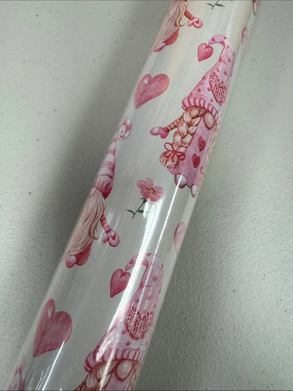 Pink Heart & Gift Party Wrapping Paper Roll gnome Valentines girl gnomes new